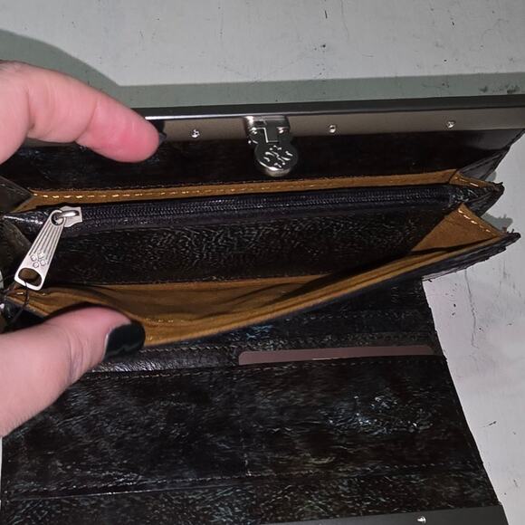 Patricia Nash NWT CAUCHY Wallet Italian Leather Tooled Turquoise Brown NEW - Picture 10 of 12